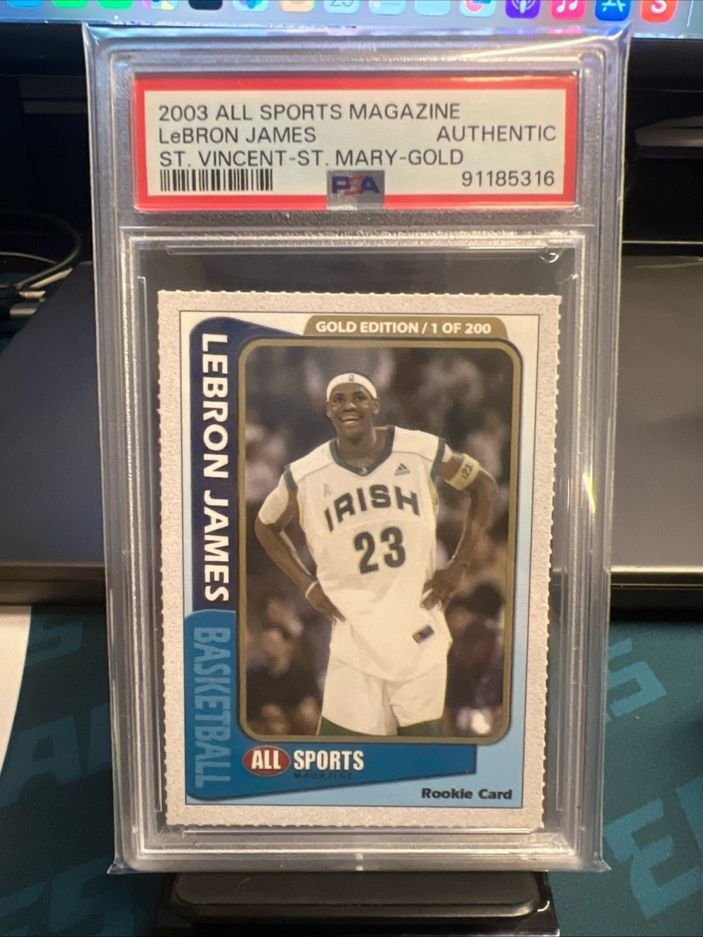 RARE SSP All Sports 2003 LeBron James Gold Edition Rookie Card - White/Blue
